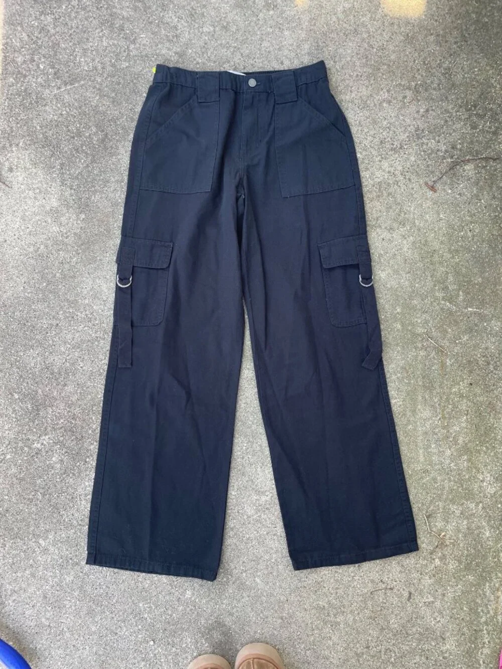 Tinseltown Black Cargo Pants Womens 7 9 M Wide Leg Baggy Y2K Utility 100% Cotton